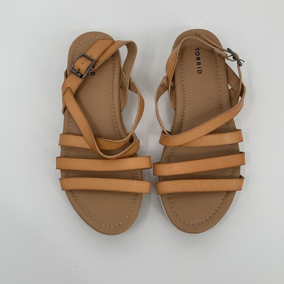 Torrid strappy espadrille wedge sandals shoe tan gladiator 9 WW Extra Wide XW - Picture 4 of 6